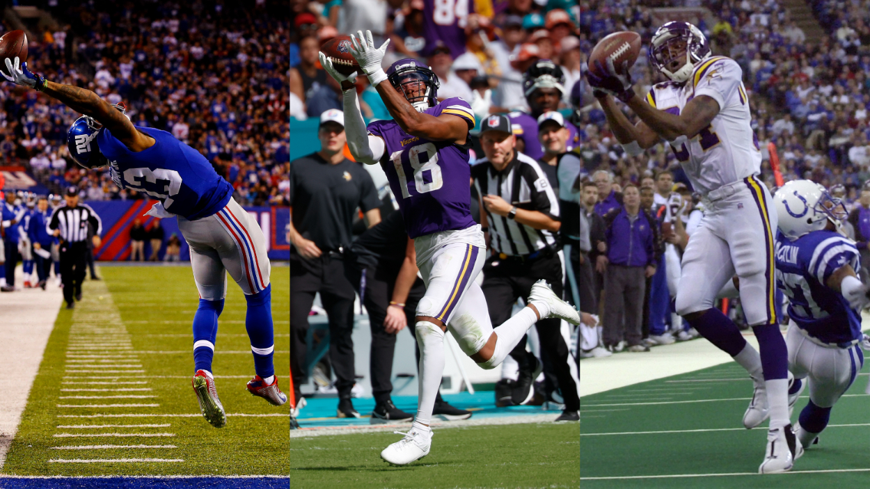 Former NY Giants WR Odell Beckham Jr. and Vikings WRs Justin Jefferson and Randy Moss