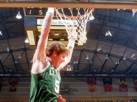 Bill Walton of the Boston Celtics in action against the Milwaukee Bucks.