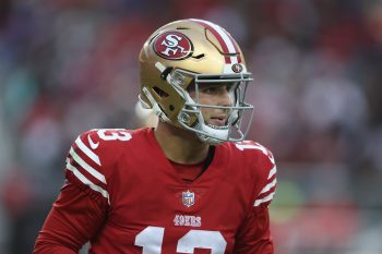 Brock Purdy during a 49ers-Buccaneers matchup in December 2022