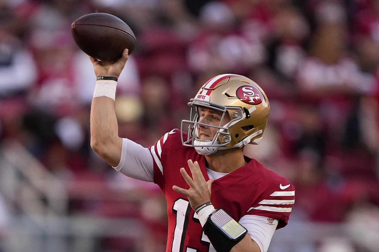 Brock Purdy during a 49ers-Chiefs matchup in October 2022