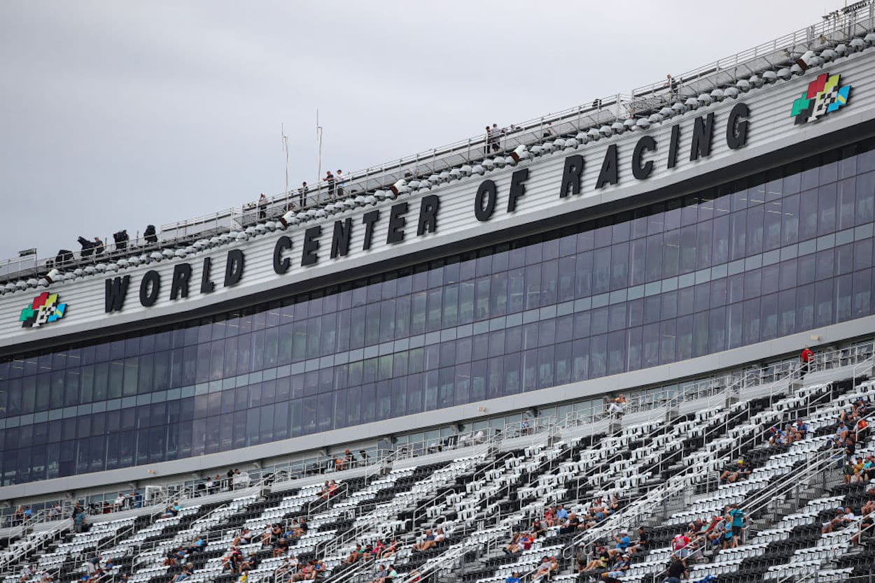 The grandstand at Daytona International Speedway.