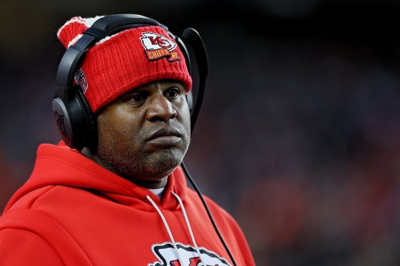 Eric Bieniemy during a Chiefs-Bengals matchup in December 2022