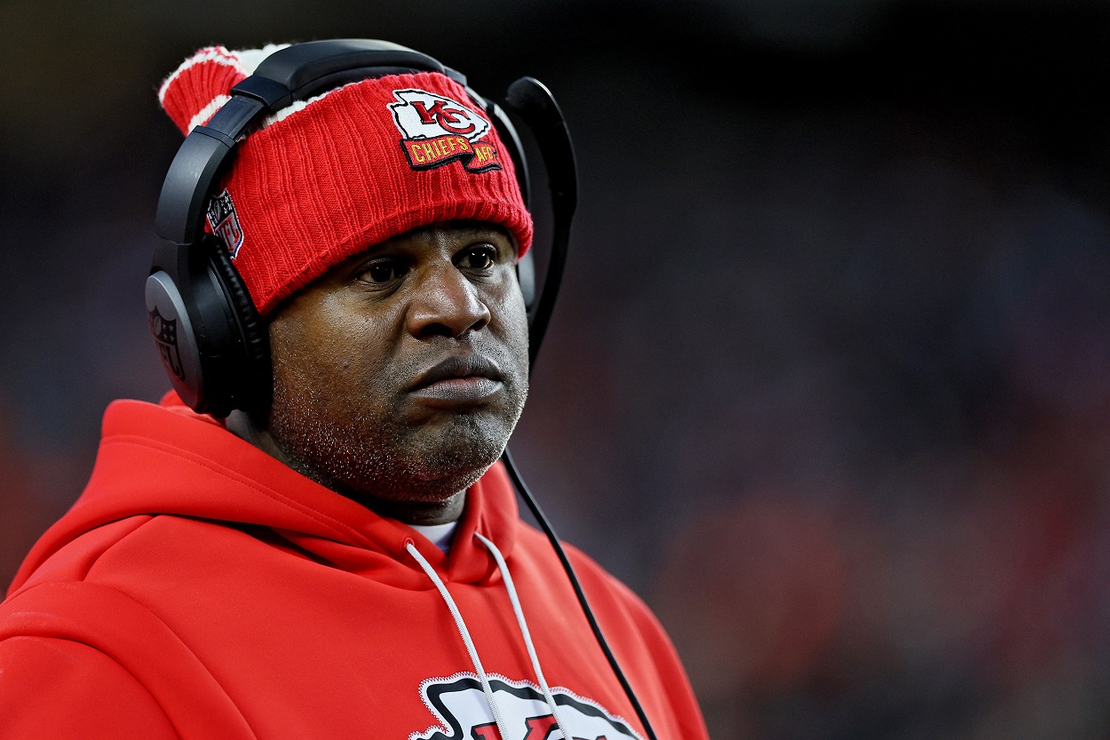 Eric Bieniemy during a Chiefs-Bengals matchup in December 2022