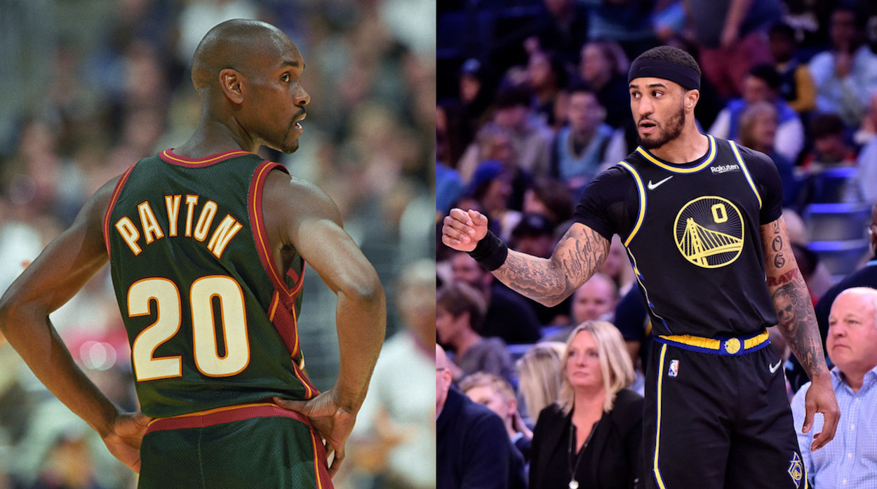 Gary Payton (L) and Gary Payton II (R) during their respective NBA careers.