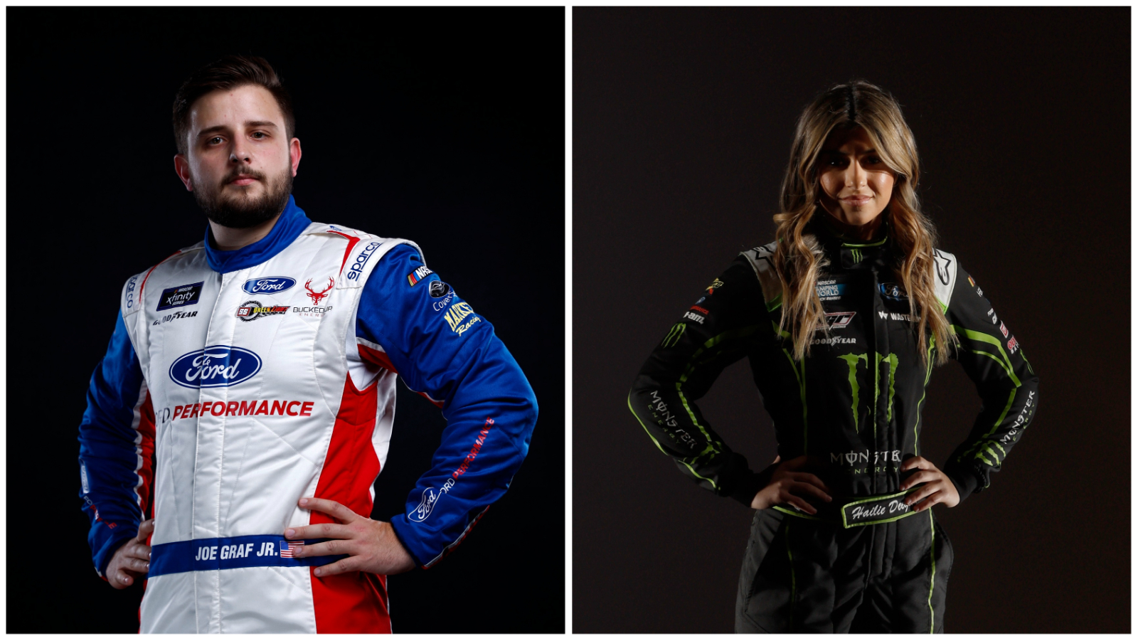 NASCAR drivers Joe Graf Jr. and Hailie Deegan. | Getty Images