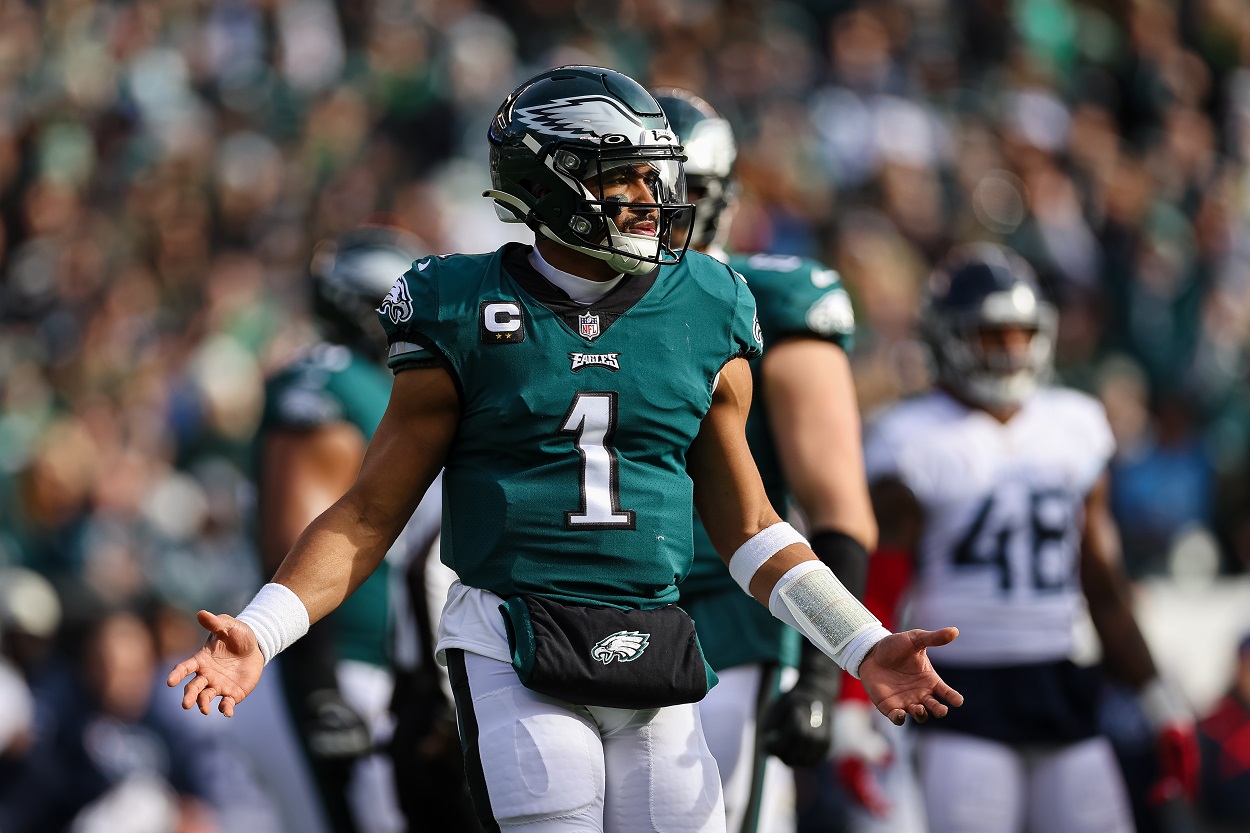 Jalen Hurts during an Eagles-Titans matchup in December 2022