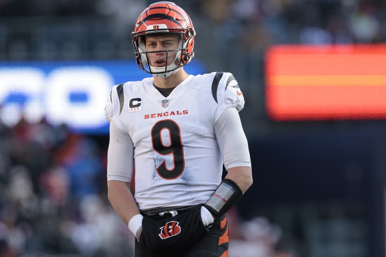 Joe Burrow during a Bengals-Patriots matchup in December 2022