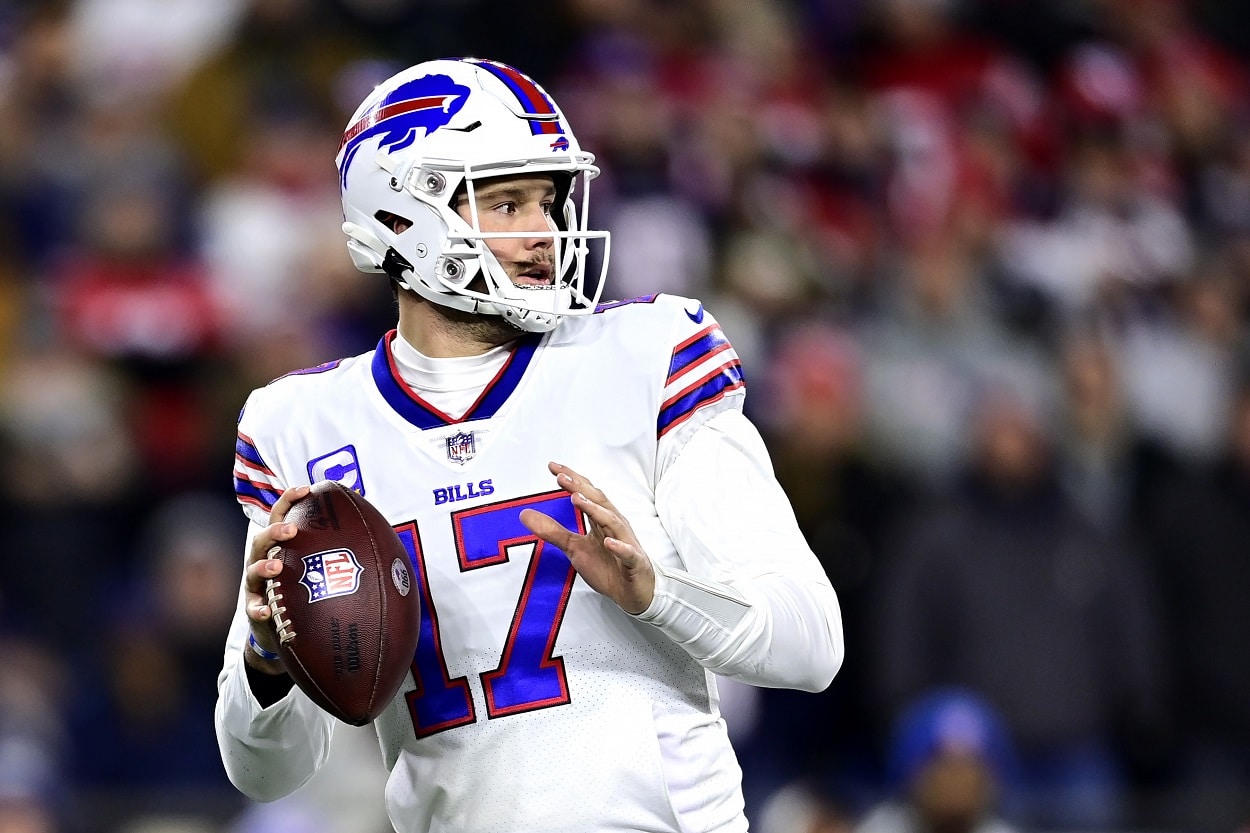 Josh Allen during a Bills-Patriots matchup in December 2022