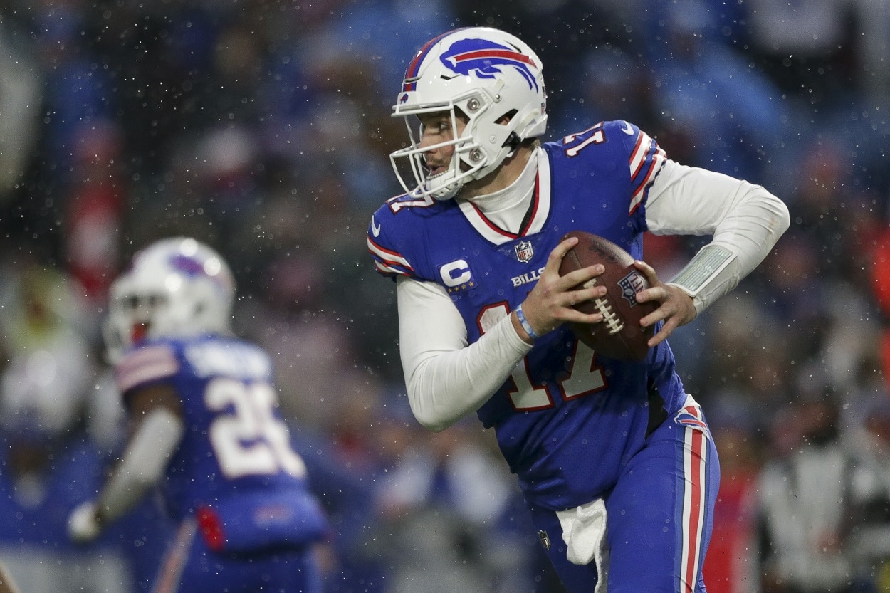 Josh Allen during a Bills-Jets matchup in December 2022