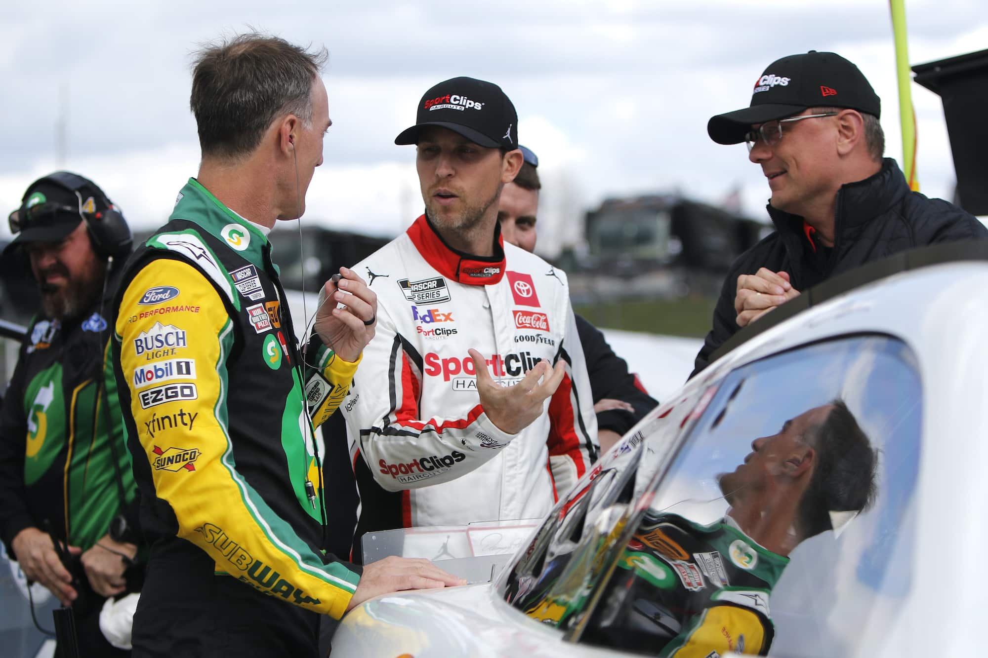 Kevin Harvick talks with Denny Hamlin