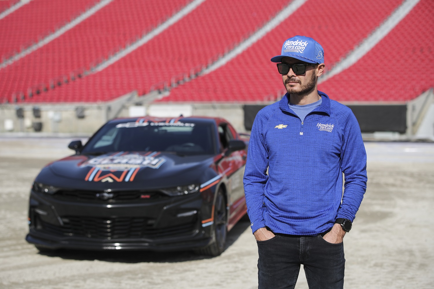 Kyle Larson arrives for the groundbreaking ceremony ahead of the Busch Light Clash at The Los Angeles Memorial Coliseum on Dec. 15, 2022. | Meg Oliphant/Getty Images
