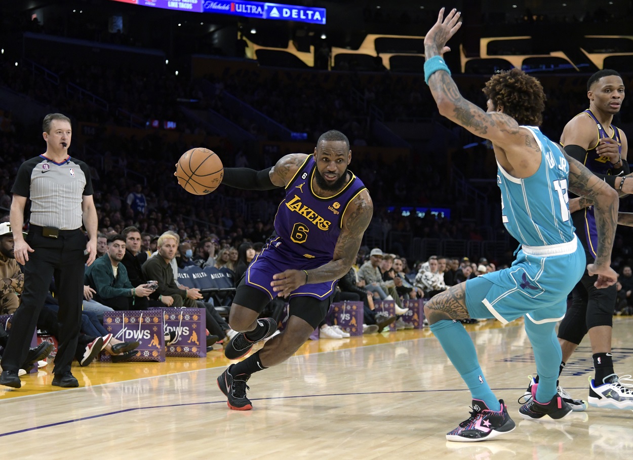 LeBron James during a Lakers-Hornets matchup in December 2022