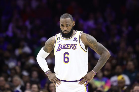 LeBron James during a Lakers-76ers matchup in December 2022