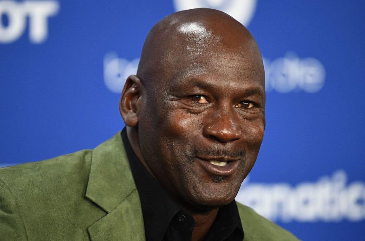 Michael Jordan during a press conference in Paris.