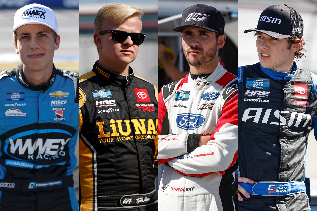 NASCAR Truck Series drivers Carson Hocevar, Tyler Ankrum, Tanner Gray, and Chase Purdy