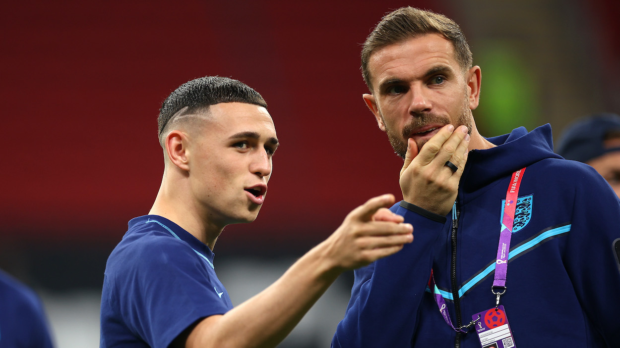 Phil Foden and Jordan Henderson of England who manager Gareth Southgate started the last two matches.