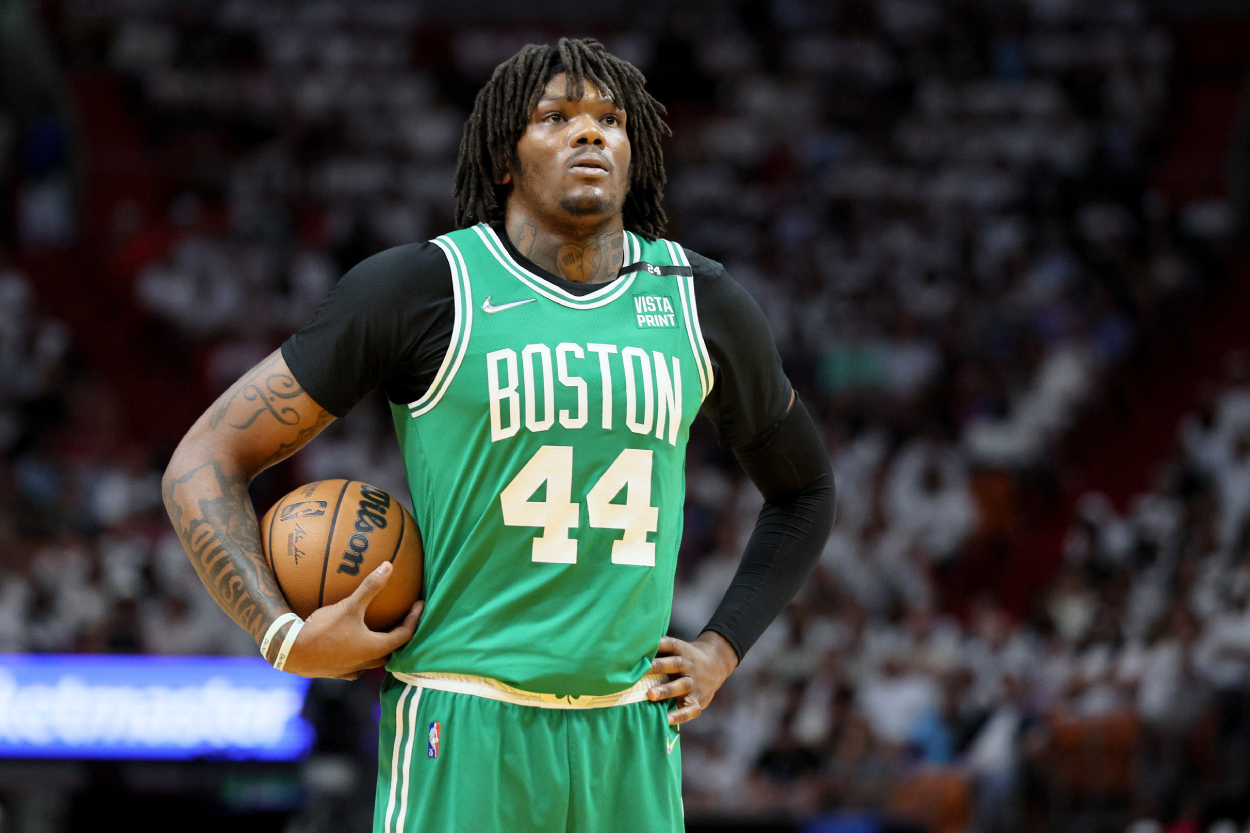 Robert Williams III of the Boston Celtics looks on against the Miami Heat.