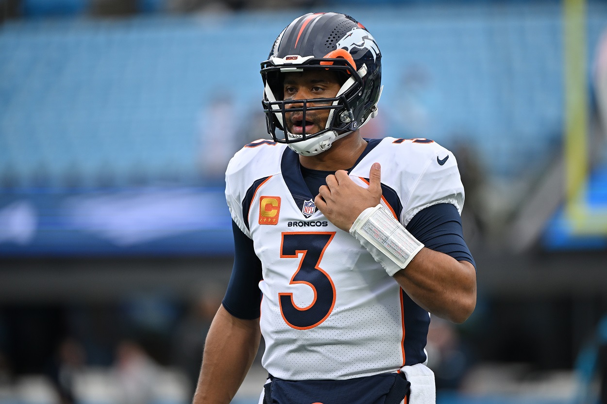 Russell Wilson during a Broncos-Panthers matchup in November 2022