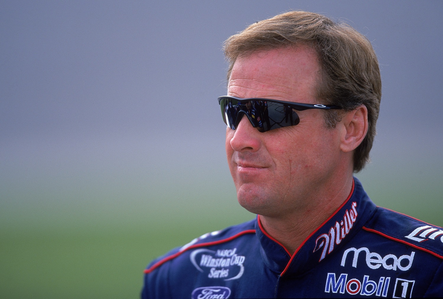 Rusty Wallace looks on during the Talladega 500, part of the NASCAR Winston Cup Series at the Talladega Super Speedway on April 20, 2001. | Craig Jones  /Allsport via Getty Images