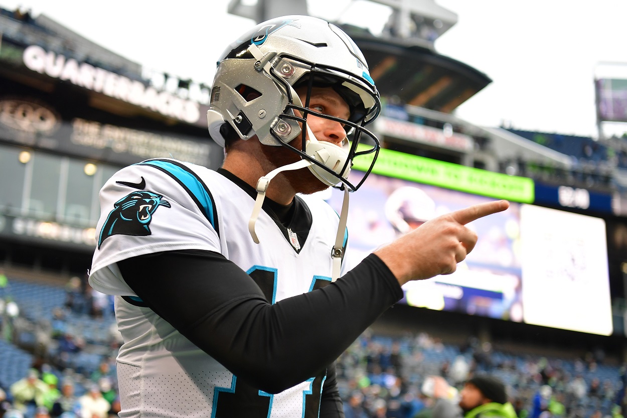 Sam Darnold ahead of a Panthers-Seahawks matchup in December 2022