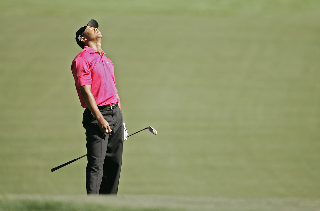 Tiger Woods reacts during the 2007 Wachovia Championship.