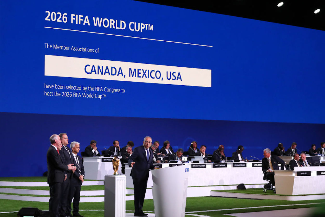 : Carlos Cordeiro, president of the United States Football Association addresses the 68th FIFA Congress after the announcement of the host for the 2026 FIFA World Cup went to United 2026 bid