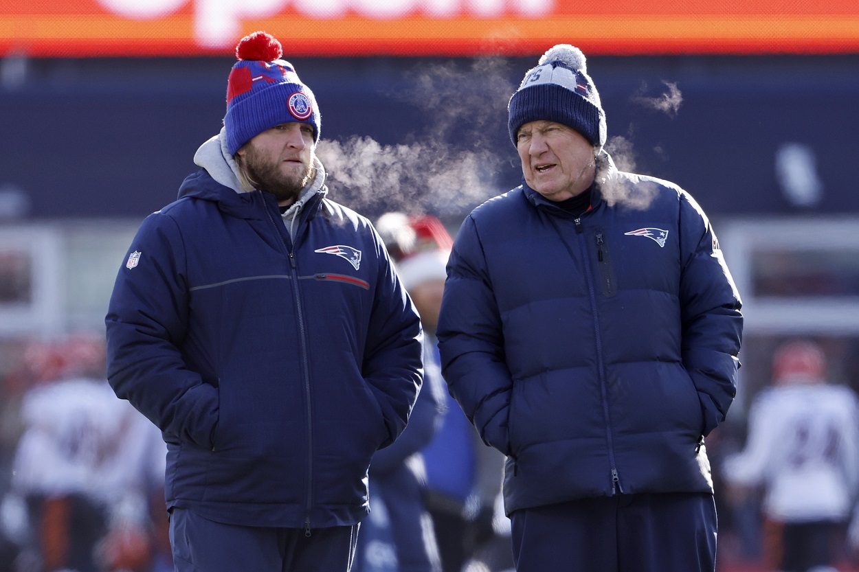 Steve Belichick and Bill Belichick ahead of a Patriots-Bengals matchup in December 2022