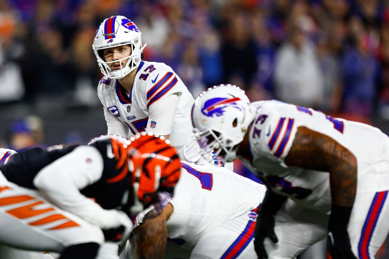 Josh Allen of the Buffalo Bills lines up before a play.