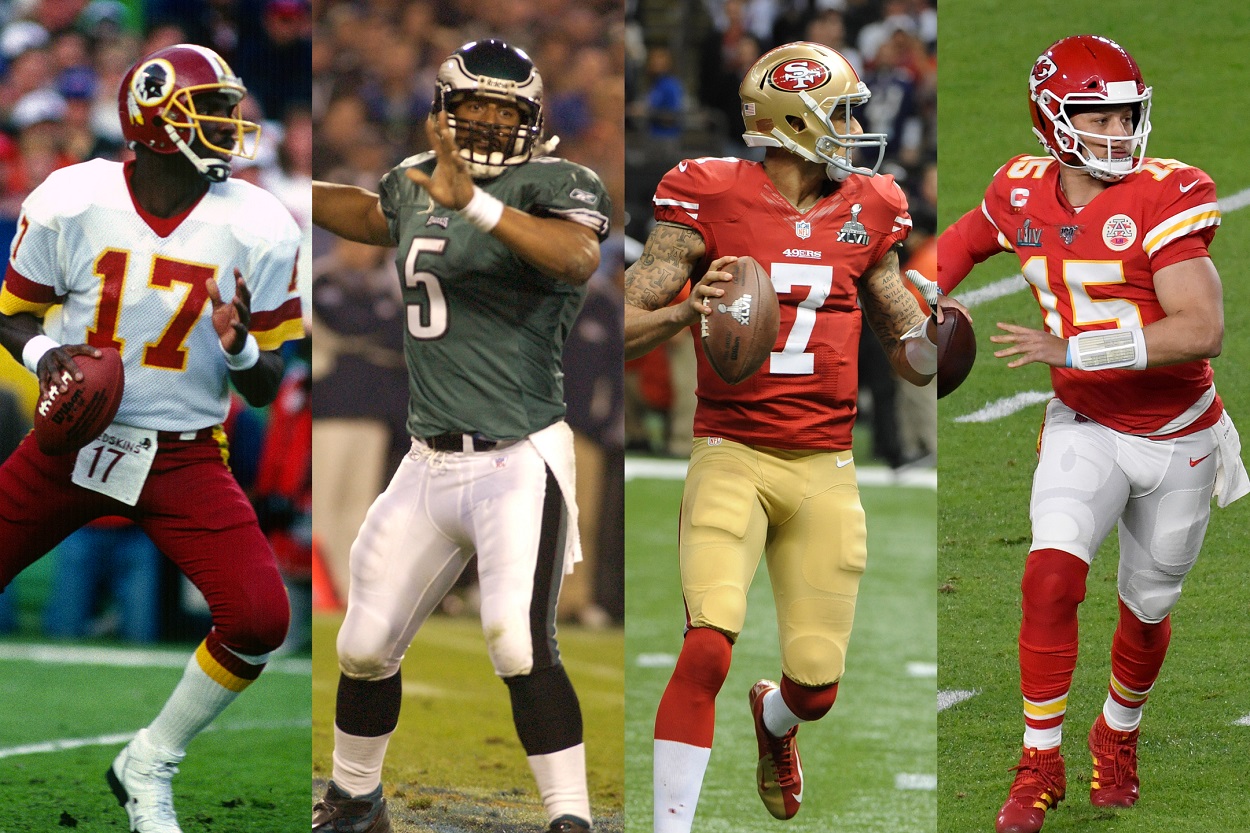 Four black quarterbacks who've started a Super Bowl: Doug Williams, Donovan McNabb, Colin Kaepernick, Patrick Mahomes