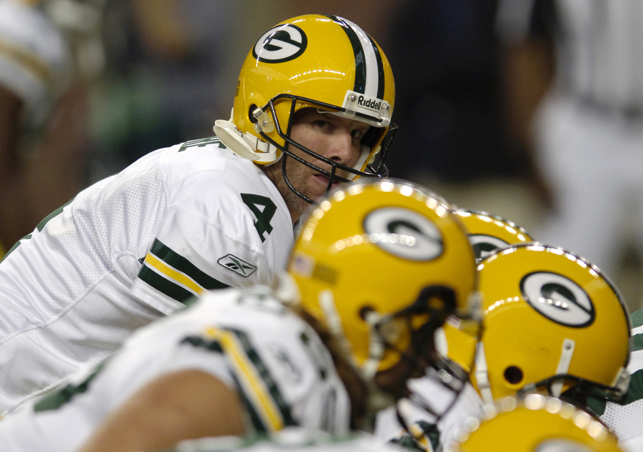 Green Bay Packers quarterback Brett Favre during the game against the Detroit Lions.