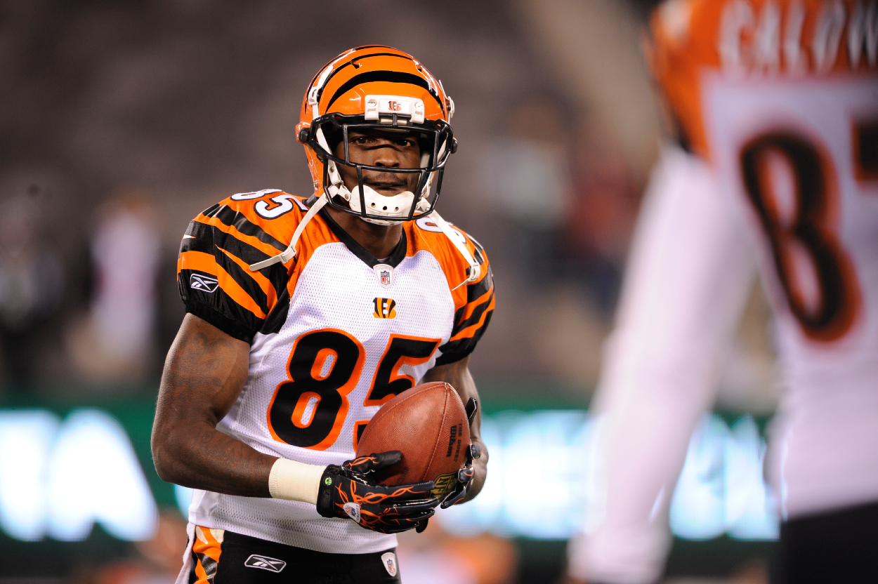 Chad Ochocinco of the Cincinnati Bengals during a game against the New York Jets.