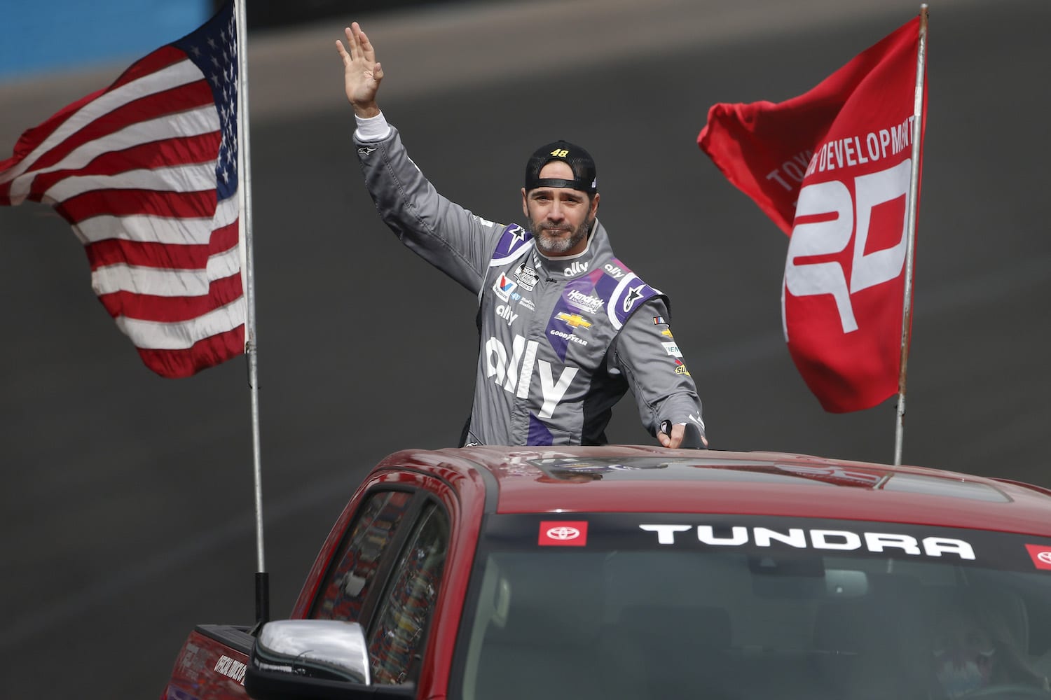 Jimmie Johnson waves