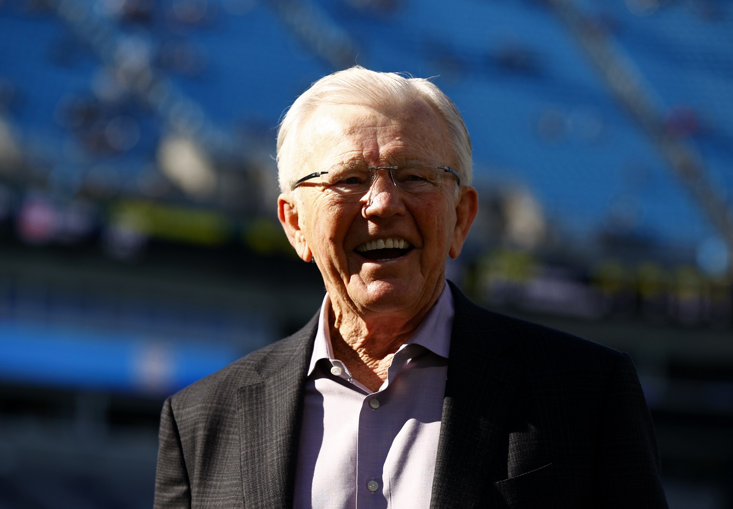 NASCAR owner and Hall of Famer Joe Gibbs looks on prior to the NFL game between the Carolina Panthers and the Atlanta Falcons at Bank of America Stadium on Dec. 12, 2021, in Charlotte, North Carolina.