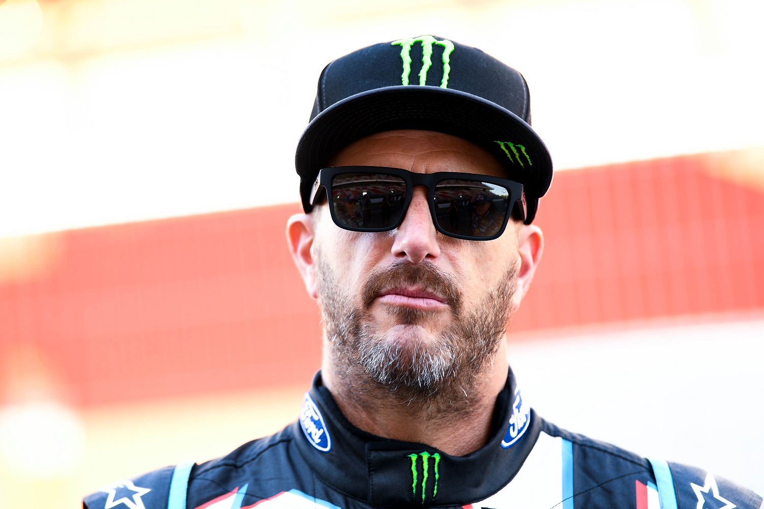 Ken Block of Hoonigan Racing looks on during the launch event of the FIA World Rallycross Championship at Circuit de Catalunya in Barcelona on March 30, 2017.