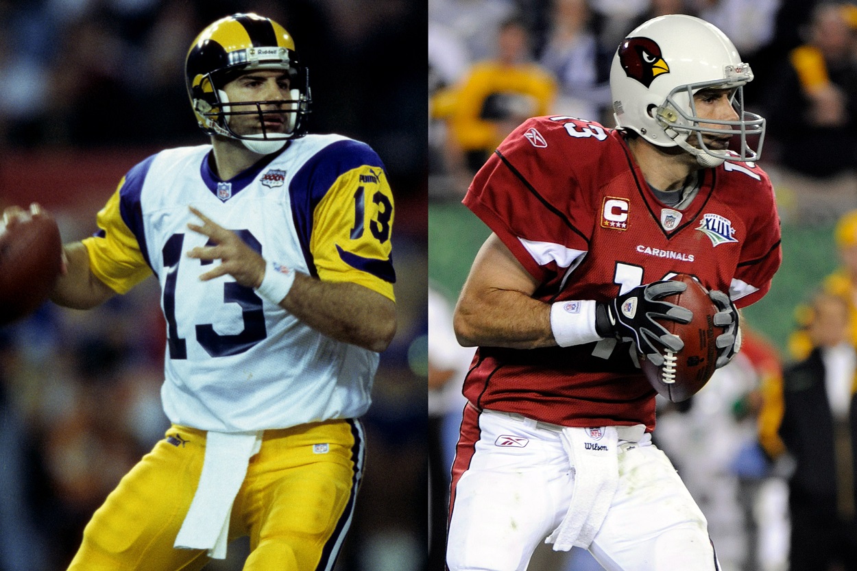 Kurt Warner in Super Bowl appearances with the Rams and Cardinals