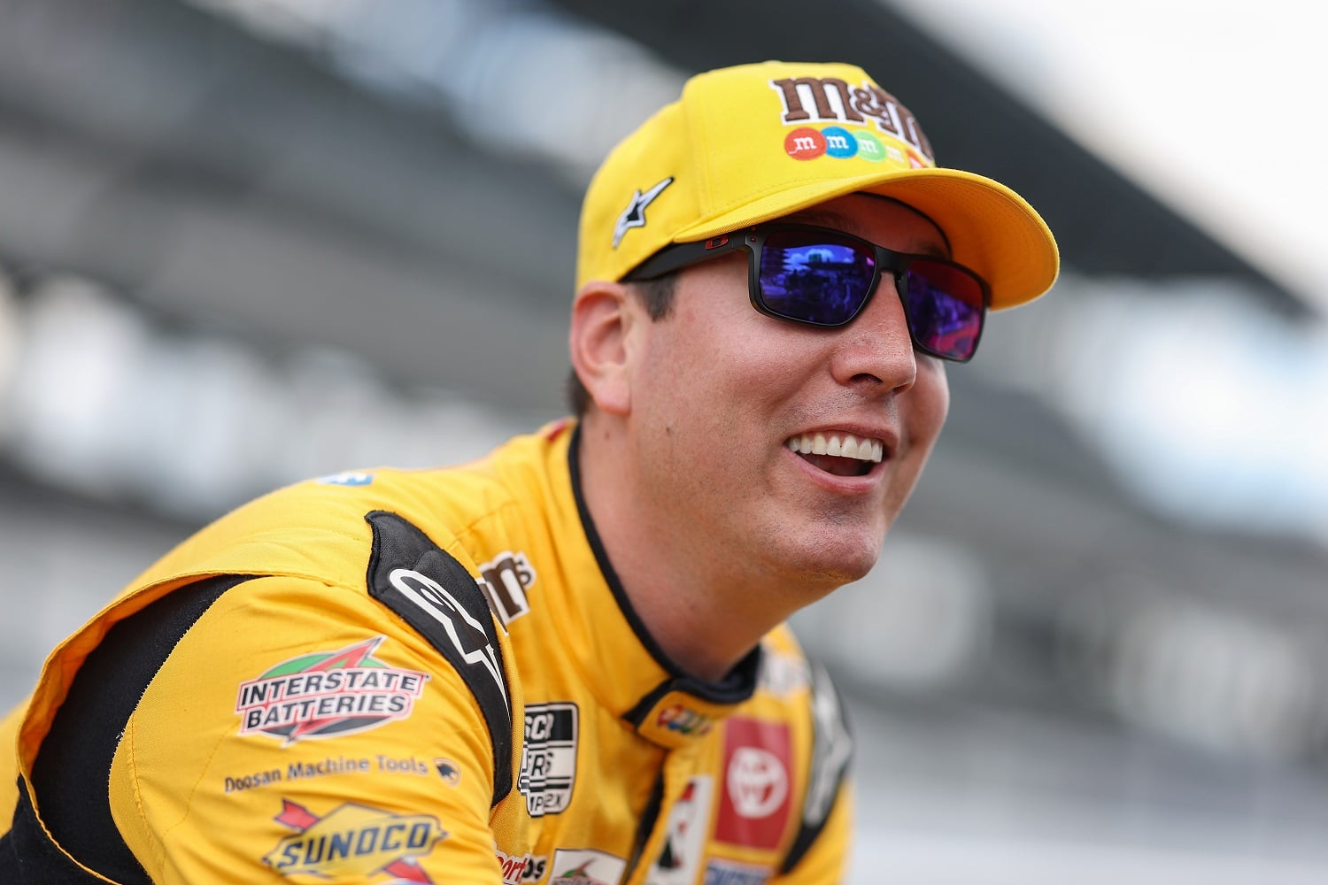 Kyle Busch waits on the grid prior to the NASCAR Cup Series Verizon 200 at the Brickyard at Indianapolis Motor Speedway on July 31, 2022.