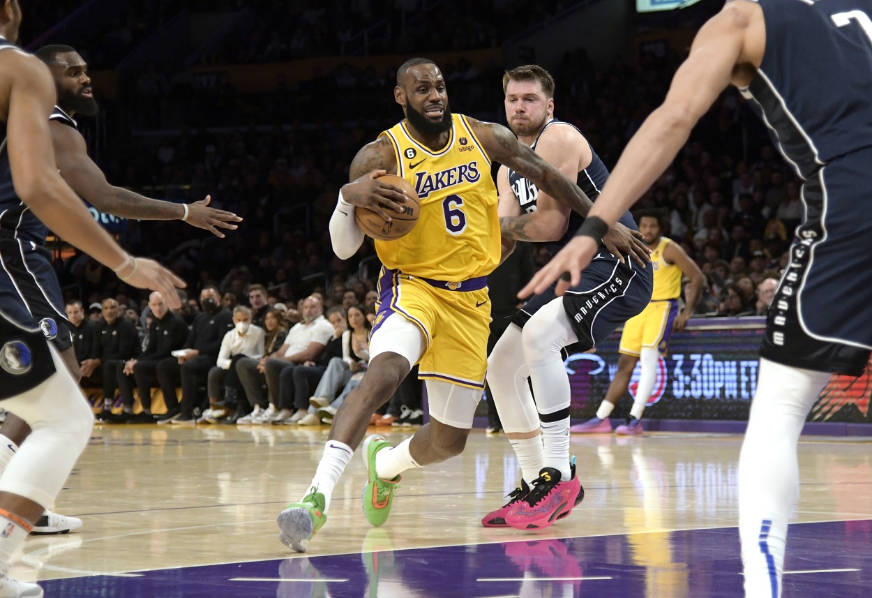 LeBron James during a Lakers-Mavericks matchup in January 2023