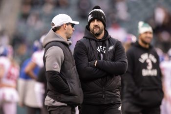 Nick Sirianni talks with Jonathan Gannon.