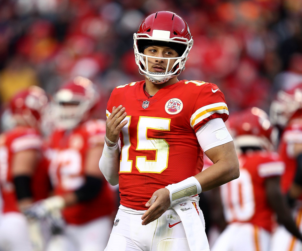 Patrick Mahomes during a Chiefs-Raiders matchup in December 2018
