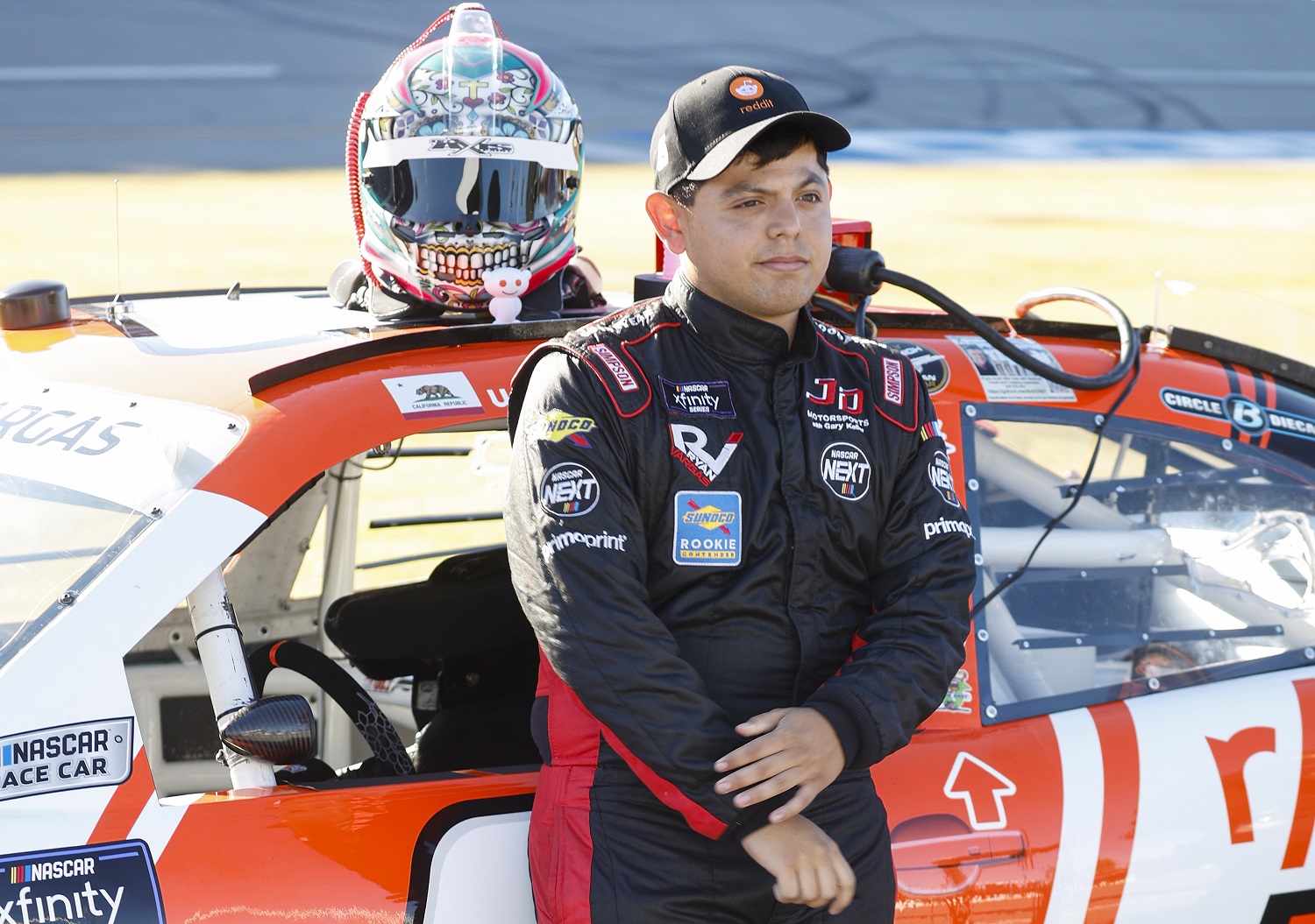 Ryan Vargas waits on the grid during qualifying for the NASCAR Xfinity Series Sparks 300 at Talladega Superspeedway on Sept. 30, 2022. | Chris Graythen/Getty Images