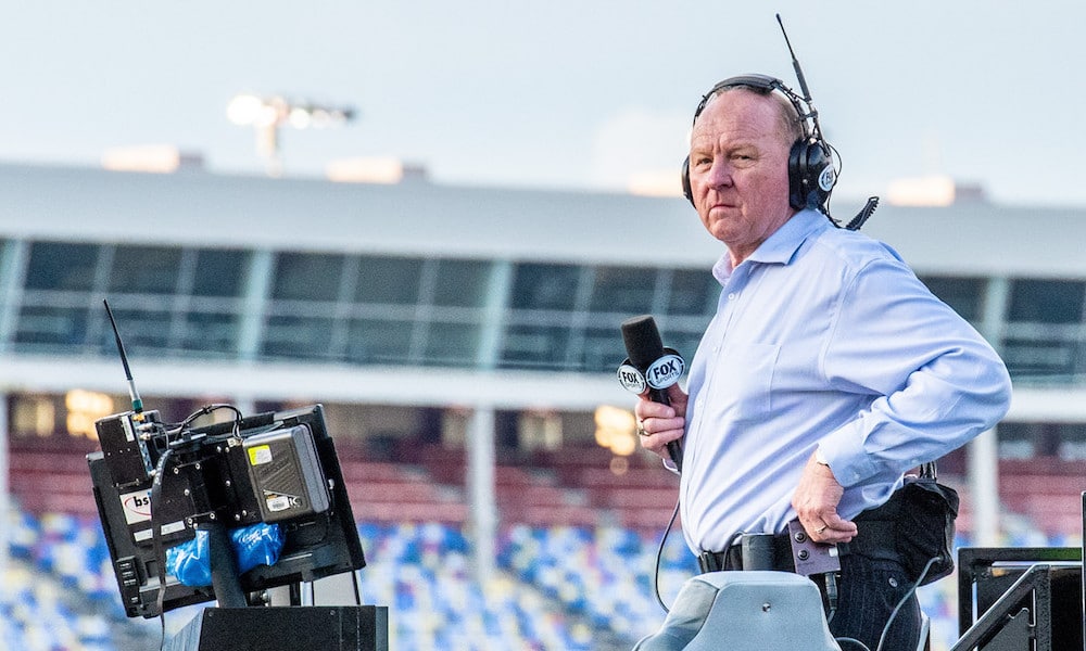 Larry McReynolds watches race