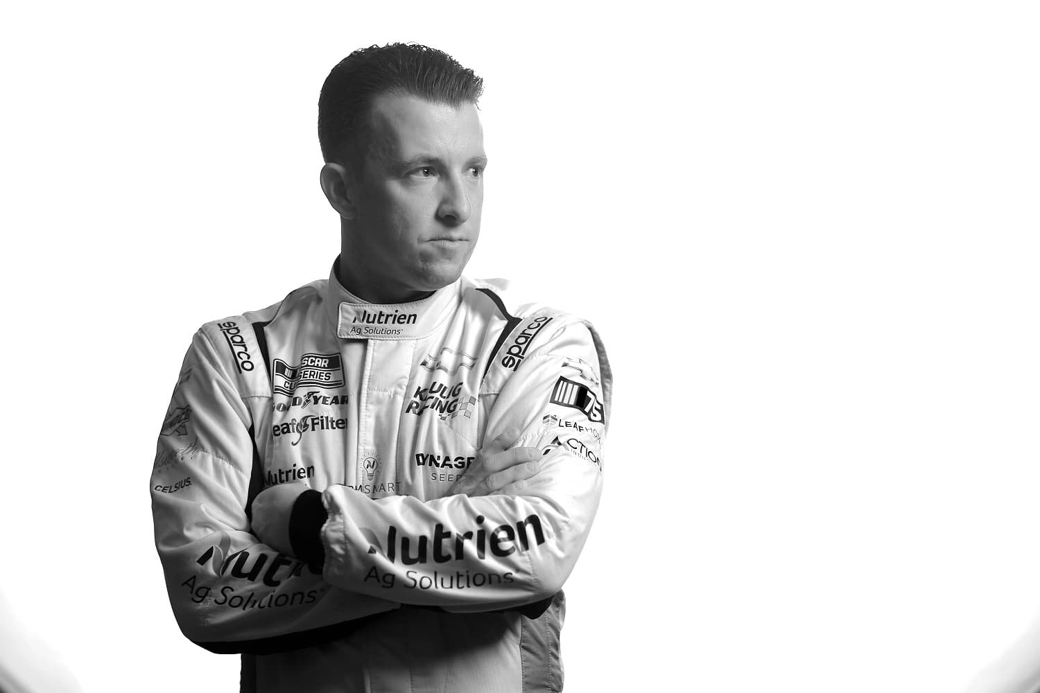 NASCAR driver AJ Allmendinger poses for a photo during NASCAR Production Days at Charlotte Convention Center on Jan. 18, 2023.