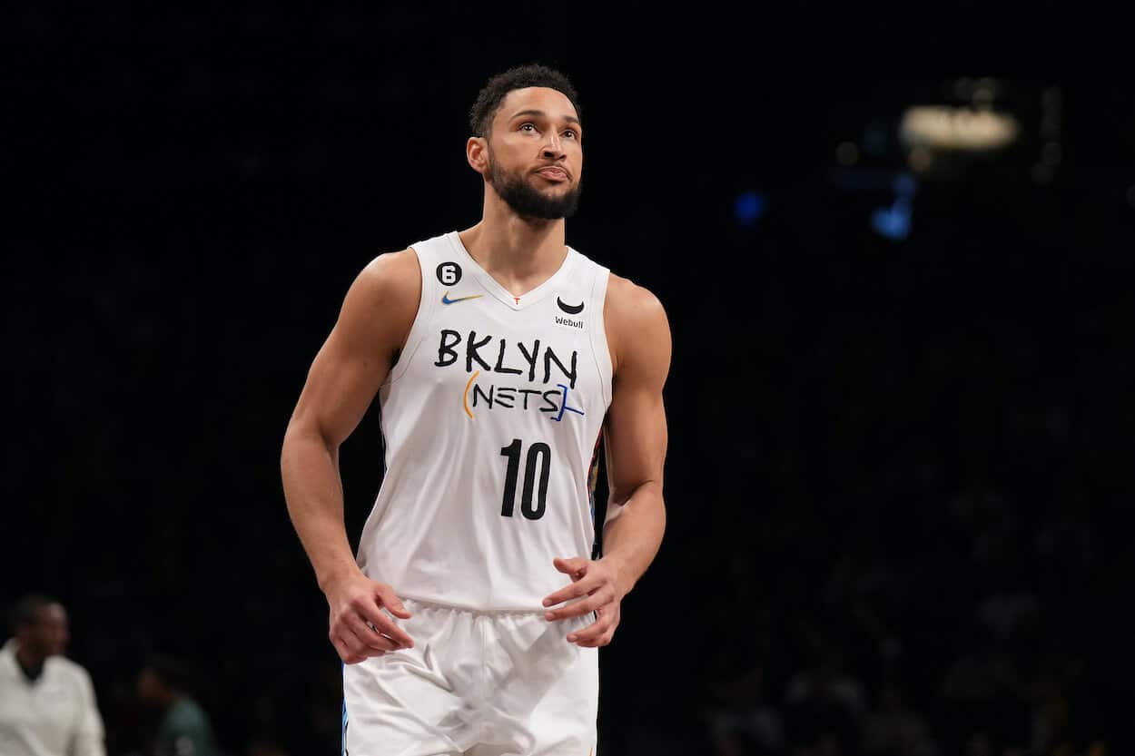 Ben Simmons looks on during a game.