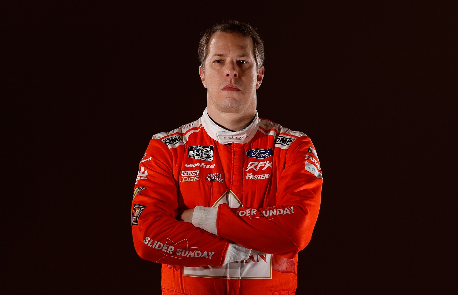 NASCAR driver Brad Keselowski poses for a photo during NASCAR Production Days at Charlotte Convention Center on Jan. 18, 2023.