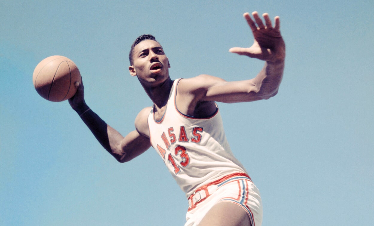 Wilt Chamberlain of the University of Kansas Jayhawks.