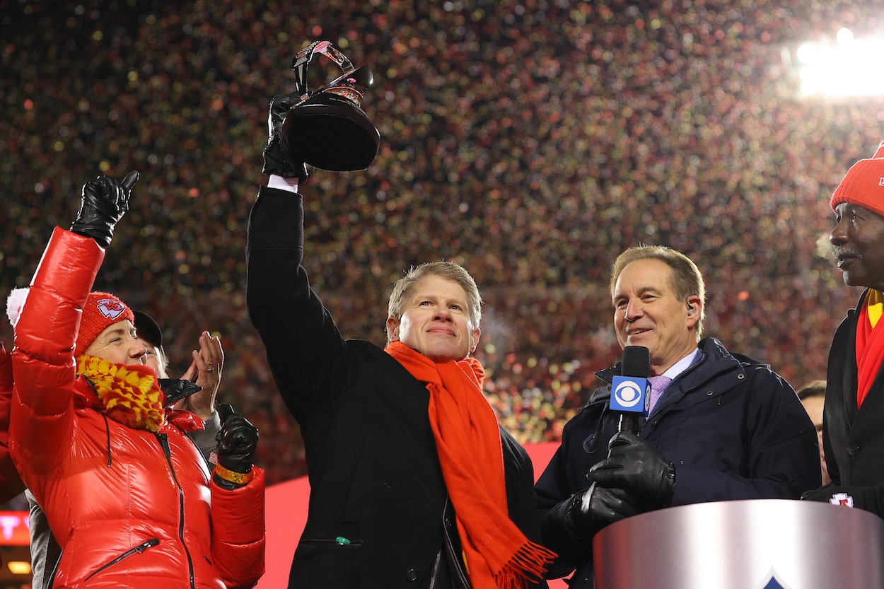 Clark Hunt celebrates after the AFC Championship Game.