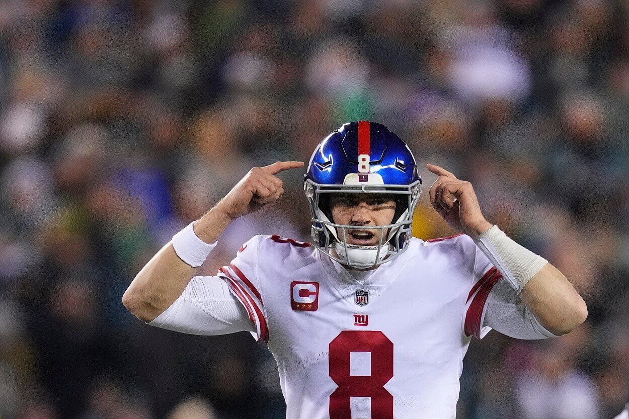 Daniel Jones during a Giants-Eagles matchup in January 2023