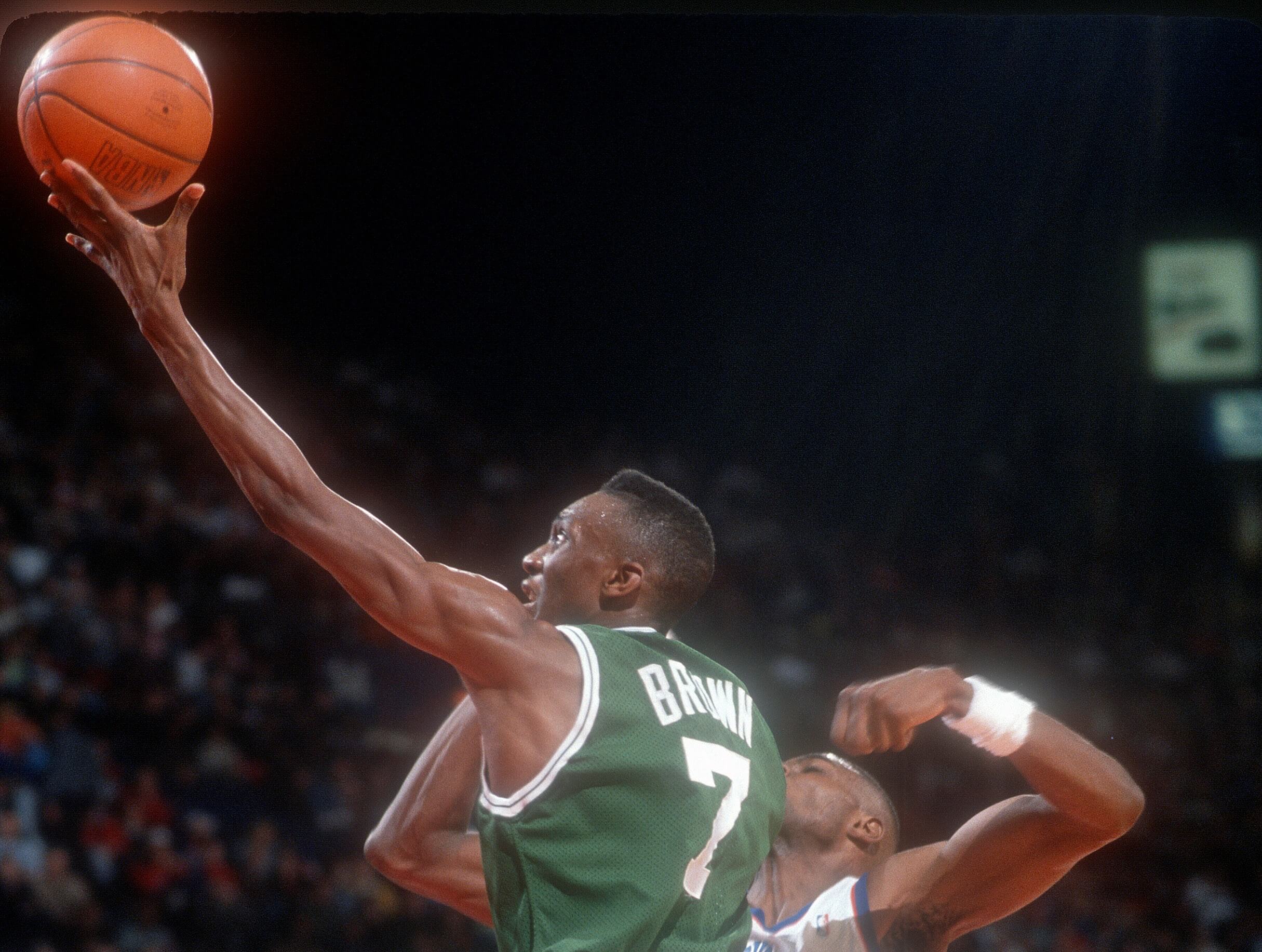 Dee Brown of the Boston Celtics goes up for a layup.