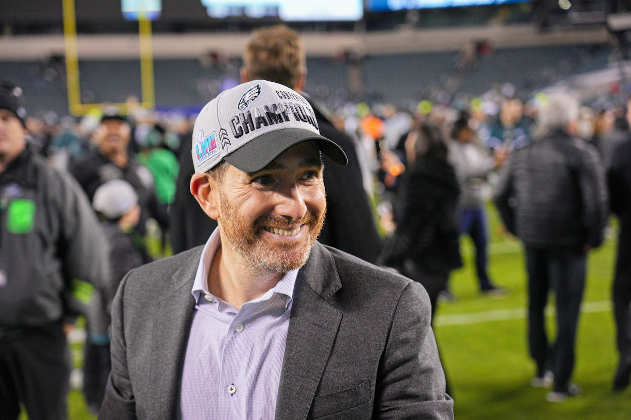 Howie Roseman celebrates after the Eagles won the NFC Championship.
