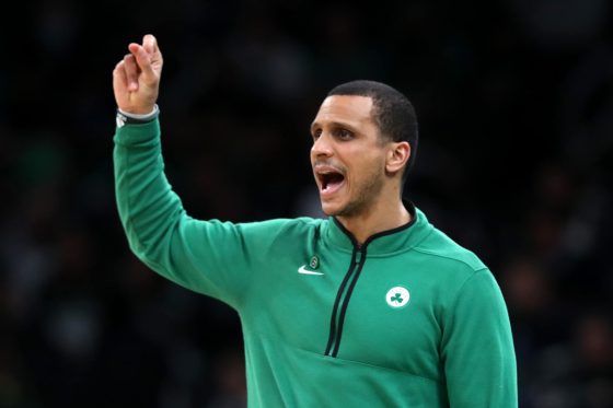 Boston Celtics head coach Joe Mazzulla directs his team.